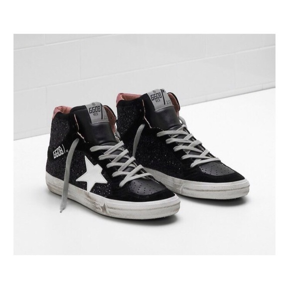 golden goose 2.12 black glitter